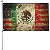 Mexican American Flag 3x5 Ft Double Sided Print Two Faces Flag Decorations for Car Truck or Trocas