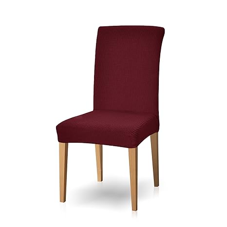 Subrtex Stuhlhussen Stretch Stuhlhusse 2er Set Elastisch Weich Hussen für Stühle Schwingstühle Waschbar (2 Stück, Weinrot)