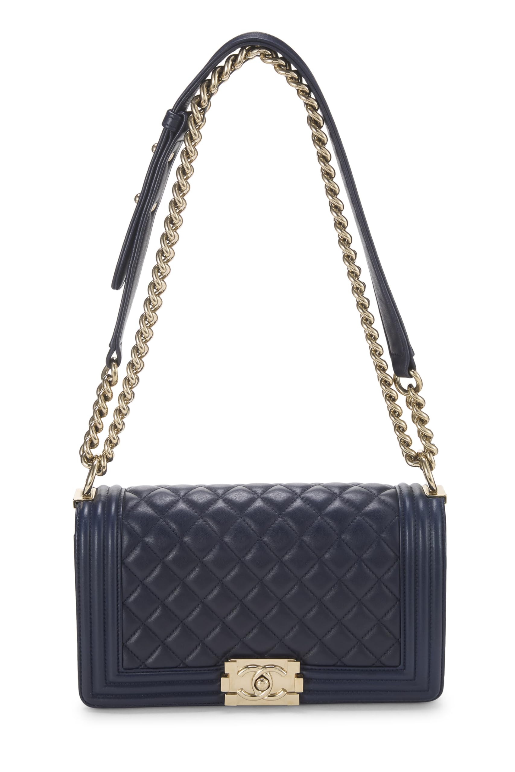 CHANEL Pre-Loved Navy Quilted Calfskin Boy Bag Medium, Navy