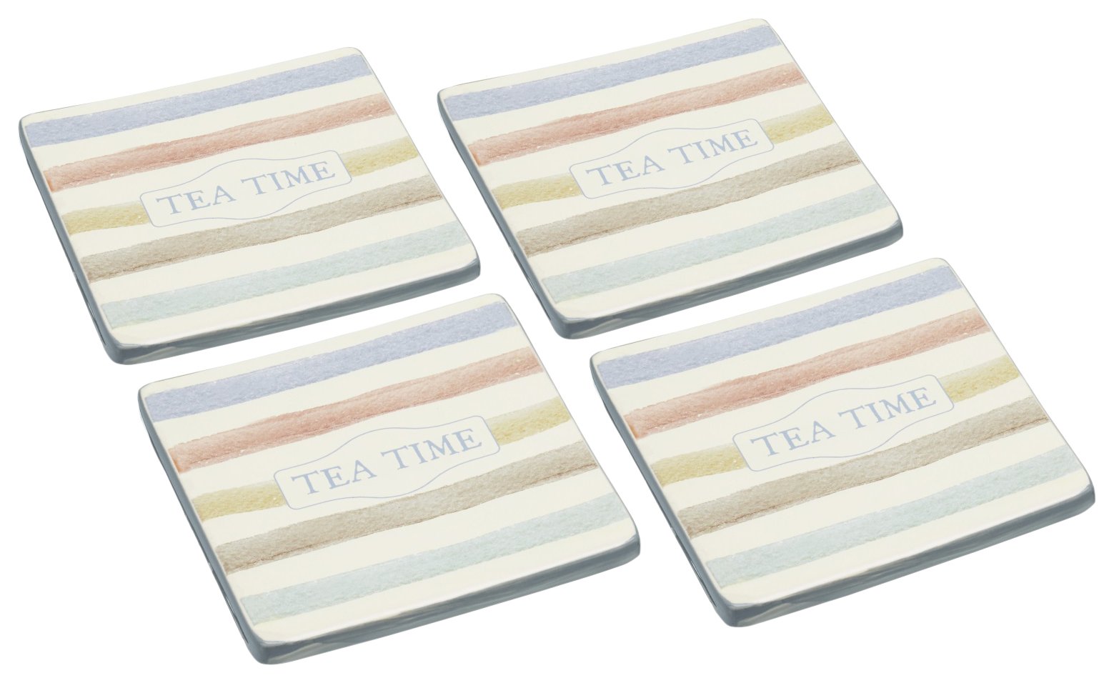 KitchenCraft Classic Collection Vintage-Style Ceramic Drink Coasters (Set of 4), 10 x 9.8 x 0.8 cm