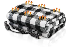 AJP DISTRIBUTORS AJP Heated Car Blanket, Ensure Warmth by Electric Blanket Car, Heating Throw Blanket is Winter Essentials Accessories for Your Car