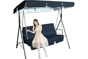 YCHUNP Swing Canopy Replacement Cover and Swing Cushion Cover Waterproof 2 and 3 Seater Swing Top Cover and Chair Cover Garden Outdoor Patio Swing Seat Cover Replac