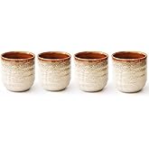 Lxuwbd Japanese Style Ceramic Tea Set, Tea Cup, Coffee Cup, Yerba Mate Set, Ceramic Mate Cup Set of 4 (cream-colored)