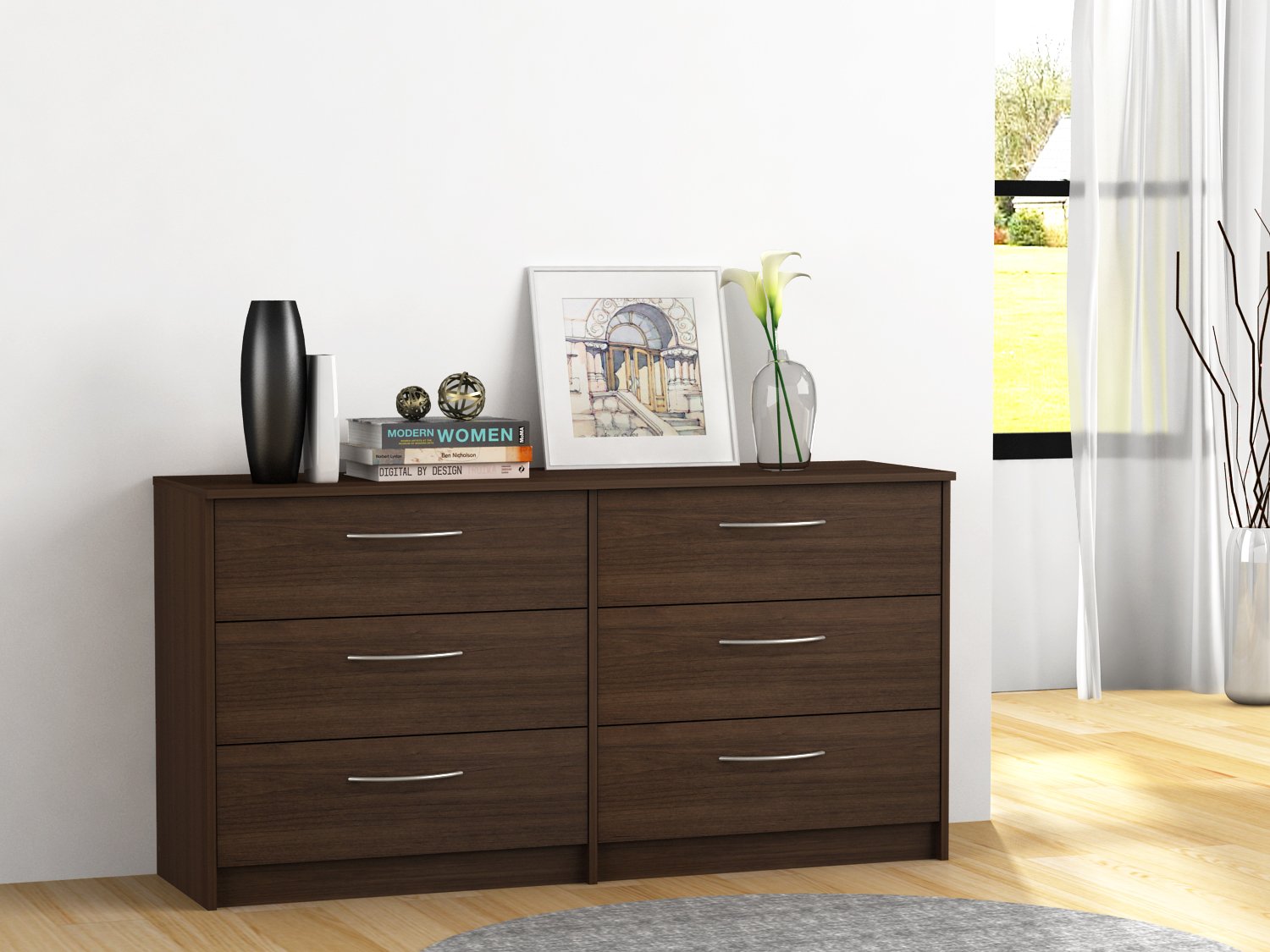 Homestar Finch 6 Drawer Dresser 54 5 X 15 63 X 28 Walnut Buy Online In Burkina Faso At Burkinafaso Desertcart Com Productid 32203951