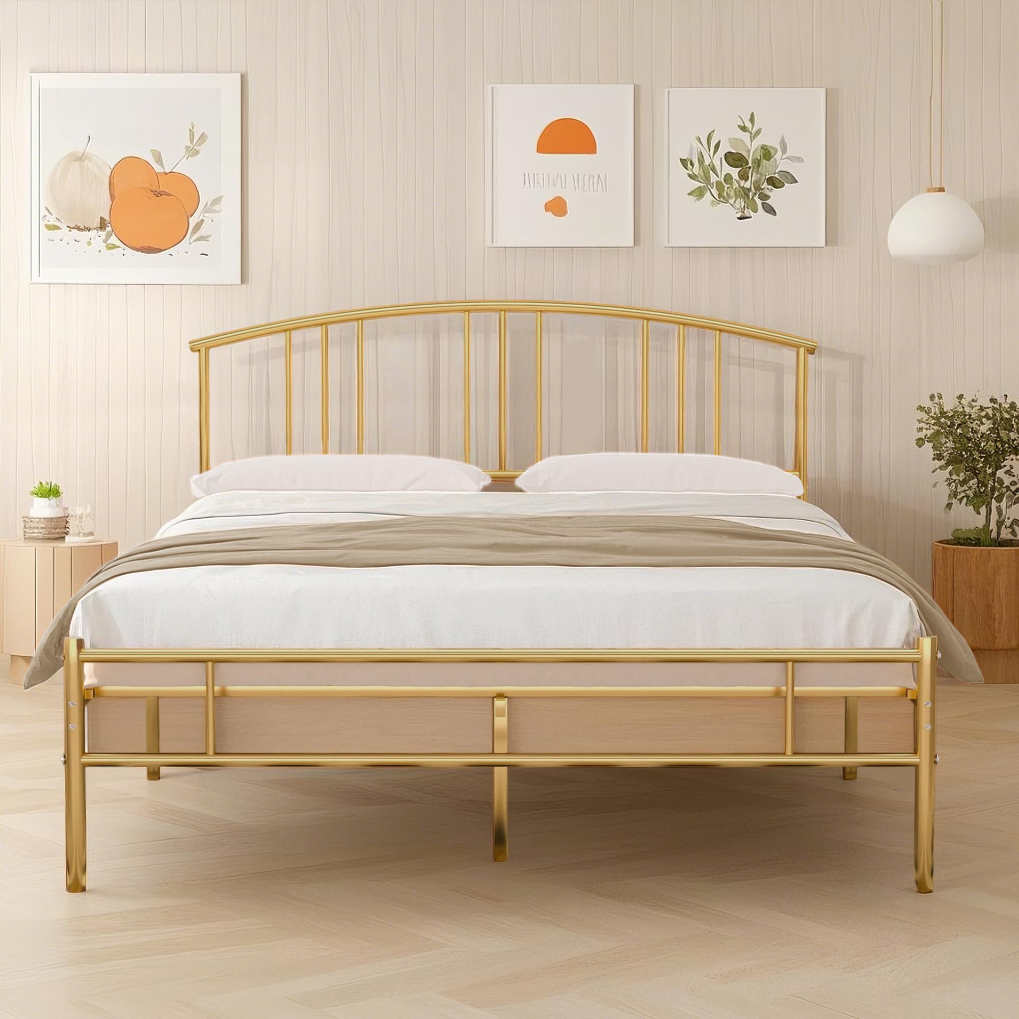 Photo 1 of ***PARTS ONLY***
VECELO 14 inch Full Bed Frame Gold Beds Metal Platform Mattress Foundation with headboard Footboard Steel Slat Support/No Box Spring Needed/Easy Assembly