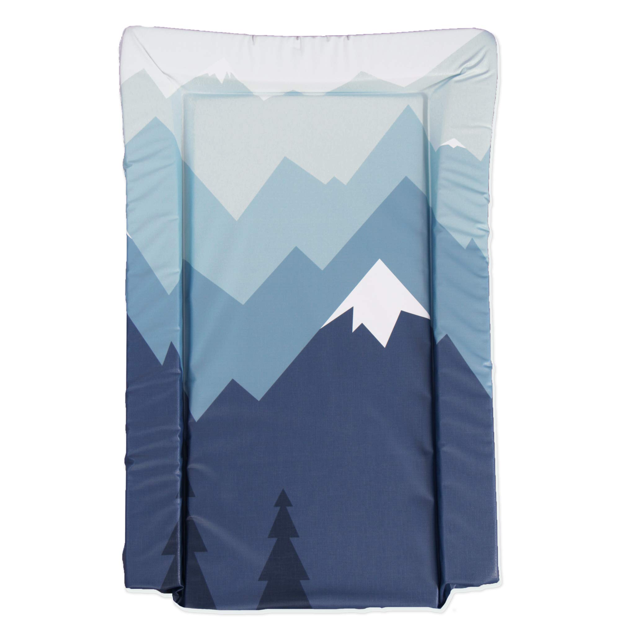 The Gilded Bird Baby Changing Mat, Raised Edges, Change Mat, 72cm x 46cm, Extra Padded, High Density Foam, Wipeable (Blue Mountains)