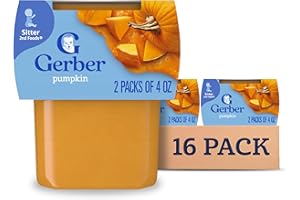 Gerber Stage 2 Baby Food, Pumpkin Puree Tubs, No Artificial Colors or Flavors, Baby Puree, 16-Pack