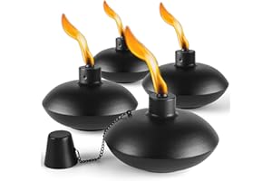 ZSZMFH 4 Pack Metal Table Top Torches,18 oz Citronella Torches for Outside， Refillable Citronella Flame Light Torch with Wicks and Covers, Landscape Lanterns Torches for Party, Garden Decor，DIY