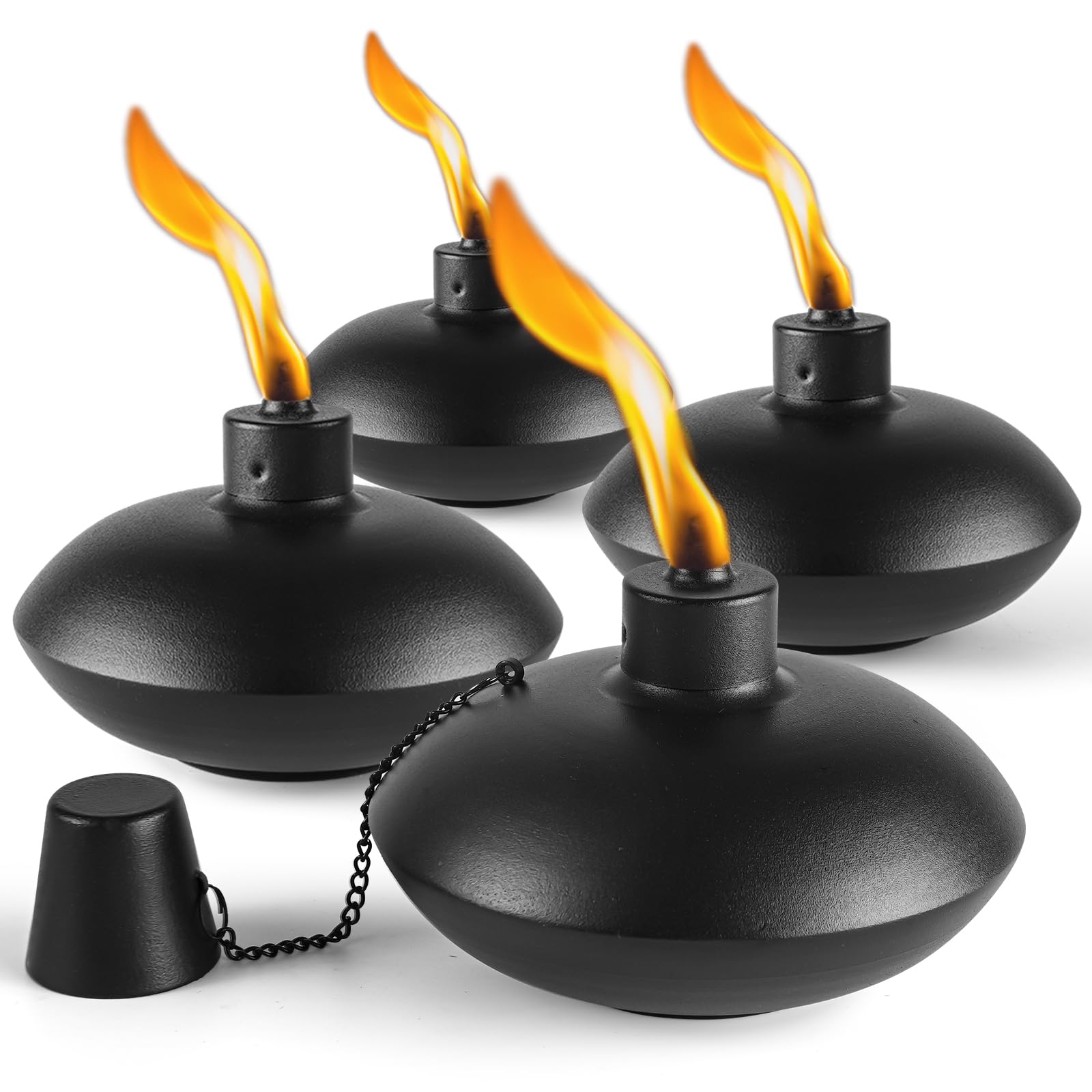 Photo 1 of ZSZMFH 4 Pack Metal Table Top Torches,18 oz Citronella Torches for Outside? Refillable Citronella Flame Light Torch with Wicks and Covers, Landscape Lanterns Torches for Party, Garden Decor?DIY
