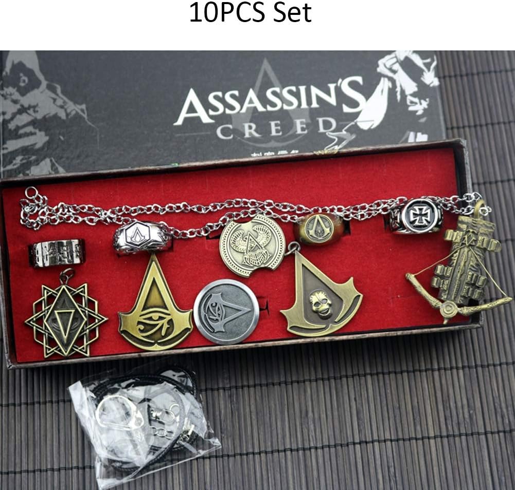 UII Assassin's Creed Pendant Necklace Badge Alloy Ring, Assassin's Creed Keychain, Connor Origin Set, Revolutionary Sleeve Arrow