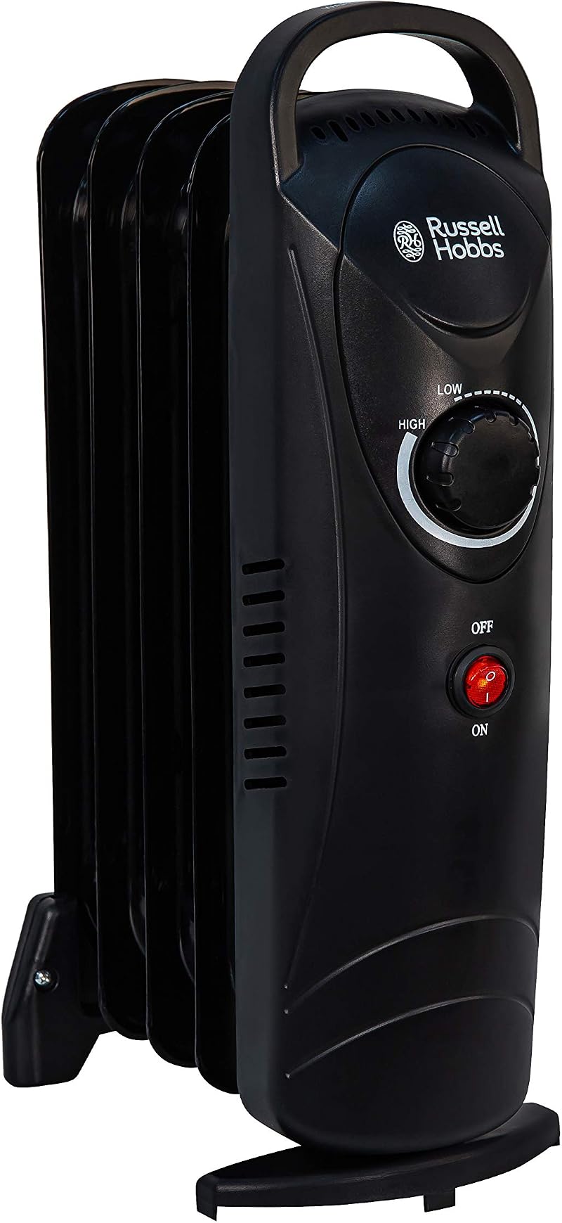 Russell Hobbs 650W Oil Filled Radiator 5 Fin Portable Heater Black Thermostat