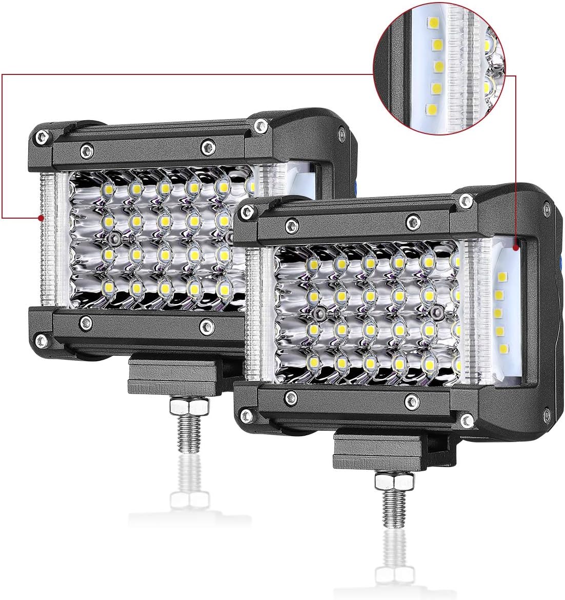 Side Shooter LED Pods, SWATOW 4x4 2pcs 160W 4'' Off Road Driving Lights Side Shooter LED Cubes Spot Flood Combo Work Lights Fog Lights Quad Row LED Pod Lights for Trucks Boats ATV SUV Jeep