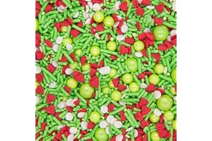 SWEETS & TREATS BOUTIQUE Green Red Heart Sprinkles for Cookie Decorating Fancy Hearts Sprinkles for Cake Decorating Edible Cake Decorations, Green Sprinkle Cupcake Toppers Cake and Toppings
