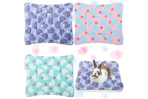 Jetec 3 Pcs Bunny Guinea Pig Beds Soft Bunny Mats Warm Guinea Pig Mat Small Animal Winter Bed Pads Fleece Sleeping Pads for Indoor Rabbit Hamster Squirrel Hedgehog Chinchilla Ferret(Heart)