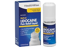 HealthWise 4% Lidocaine Roll-On | OTC Strength | Pain Relief Liquid | 2.5 oz. 73 mL | Non-Greasy, Unscented Formula | Topical Anesthetic