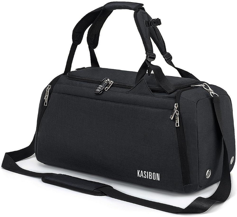 KASIBON Sports Duffle Bag 42L with Shoes Compartment Wet Pocket Waterproof