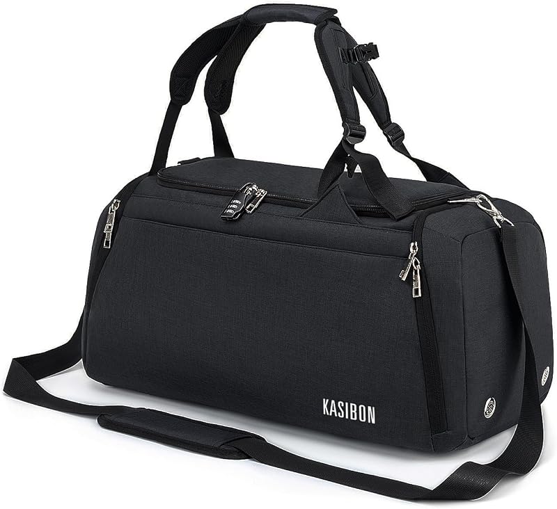 KASIBON Sports Duffle Bag 42L with Shoes Compartment Wet Pocket Waterproof