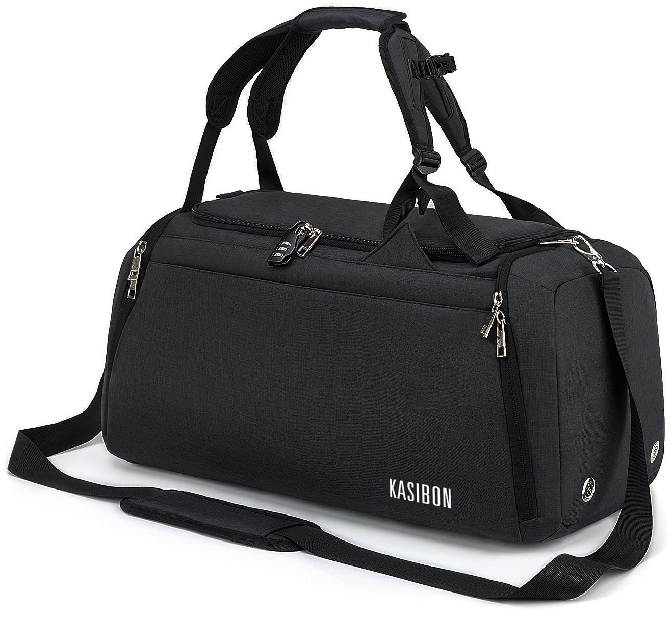 Sports Duffle Bag with Shoes Compartment and Wet Pocket, 42L Waterproof Gym Bag for Men and Women, Durable Travel Duffel Bag with Shoulder Strap and Combination Lock