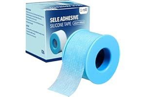 Silicone Medical Tape for Sensitive Skin 1Roll Reusable Adhesive Waterproof Silicone Tape Removal Blue Surgical Tape for Woun