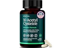 ETTA VITA Vegan Liver Detox & Cleanse - NAC Supplement N-Acetyl Cysteine 600mg with Quercetin, Milk Thistle, Molybdenum & Selenium, N-Acetyl-Cysteine Capsules for Immune Support, Respiratory & Brain Health