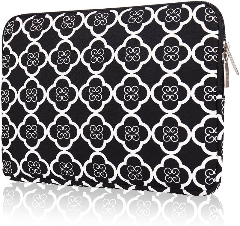 Laptop Sleeve, HBBEL Butterfly Flower Style Canvas Fabric Bag Cover for 15-15.6 Inch MacBook Pro, MacBook Air, Notebook with a Small Case for Charger or Magic Mouse, BALCK