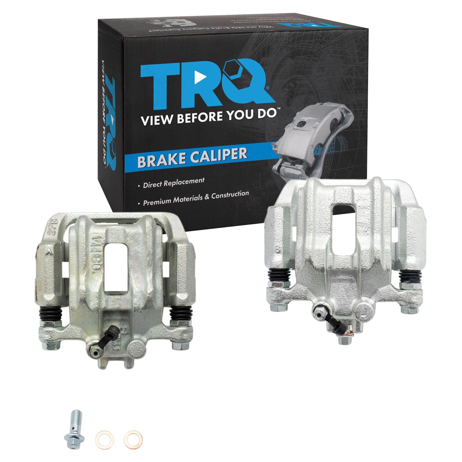 TRQ Rear Driver and Passenger Side Brake Caliper Set Caliper Brackets Hardware Compatible with 91-95 Acura Legend 96-98 Acura RL 95-98 Honda Odyssey 96-99 Isuzu Oasis Image