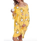 Zando Plus Size Nightgowns for Women Moomoo Nightgowns Oversized Sleep Tshirts Dress Sleepwear With Pocket Fit S-5XL