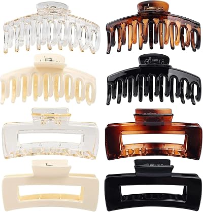 WUBAYI 8Pcs Claw Clips for Women & Girls - Thick Hair, Non-Slip, Strong Hold
