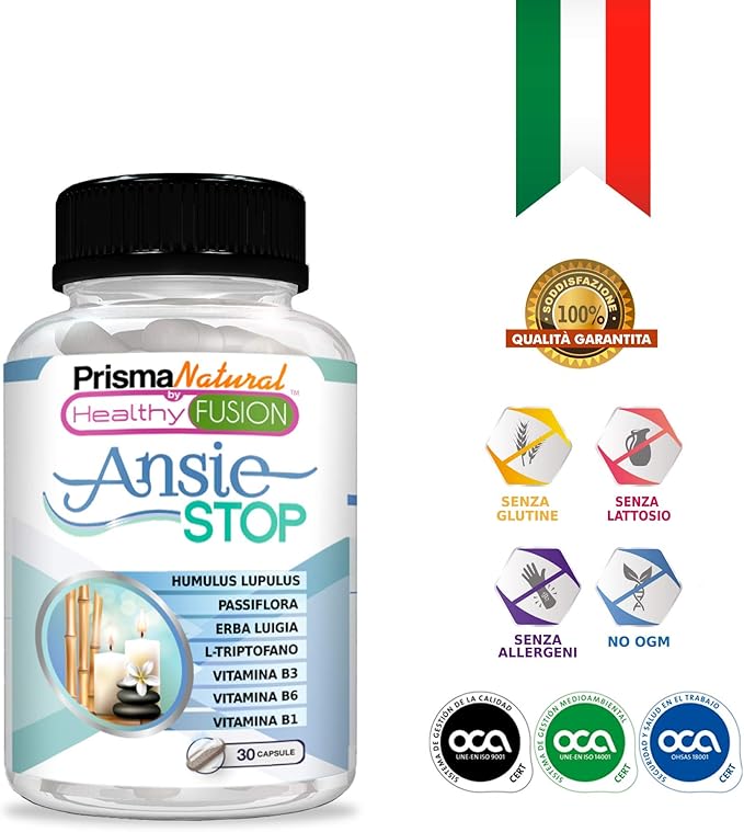 title=ANSIESTOP- Con Triptofano, Passiflora, Luppolo, Verbena e Vitamine B1, B3 e B6-