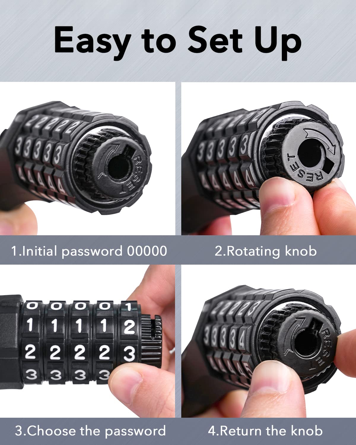 KEYSTP Bike Lock Cable with Combination,High Security 5-Digit Resettable Combination Bicycle Lock Anti-Theft, with Mounting Bracket for Bikes and Scooters