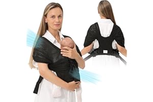 JRCuddles Baby Wrap Carrier AirMesh - from Newborn Infant to Toddler up to 44 lbs - Easy Child Sling for Carrying Kangaroo Style - Lightweight Chest Harness Baby Carrier for Mom and Dad