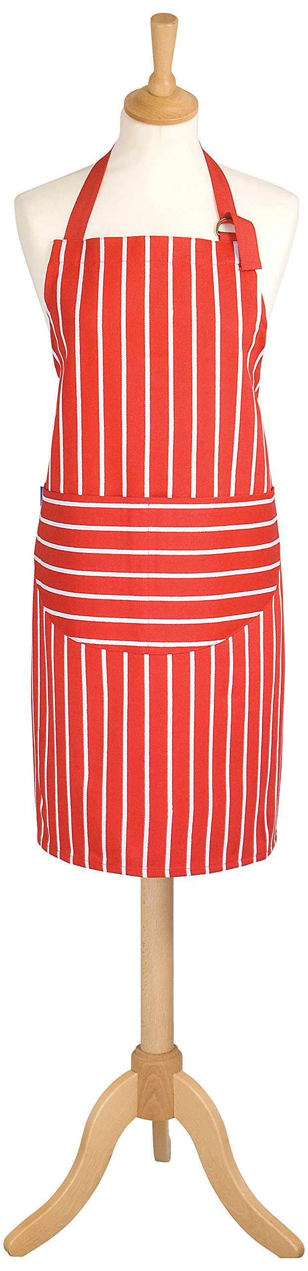Classic Butcher's Stripe Standard Length Adult Apron in Red