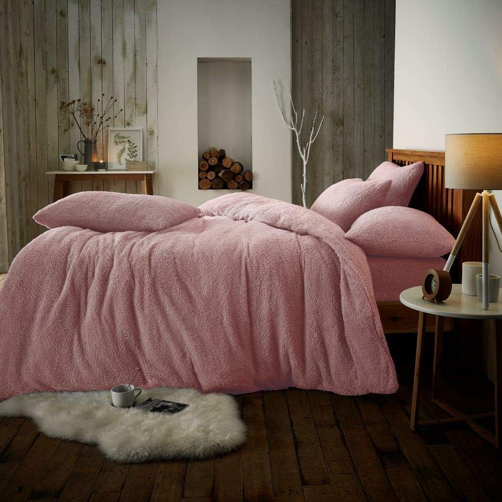 GC GAVENO CAVAILIA Teddy Fleece Luxurious Duvet Cover Sets Super Soft Warm and Cosy Bedding Sets (Pink, Double Duvet Set), 543879