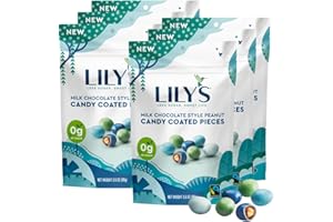 SWEETSIDE CANDY CO. LILY’S Milk Chocolate Candy Peanut Chocolate Coated Pieces - Indulging Sugar Free Easter Chocolate Covered Peanuts, Gluten Free, Kosher Healthy Snacks Confections for Everyday Snackin, 6 Pack, 3.5oz Each Bag