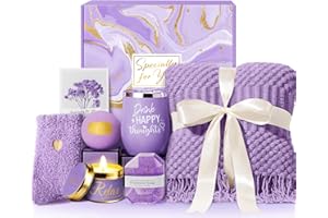 ABUDICS Christmas Gifts for Women, Self Care Get Well Soon Gifts, Lavender Relaxing Spa Gift Basket Care Package w/Blanket, Mothers Day Valentines Birthday Gifts for Mom Her Wife Girlfriend Sister Best Friend