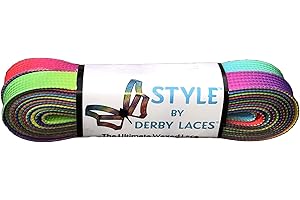 Derby Laces STYLE WIDE 10mm Waxed Lace for Roller Skates, Hockey Skates, Boots, and Regular Shoes