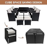 Panana 10 Seater Rattan Garden Dining Set Black with Beige Cushions view 6