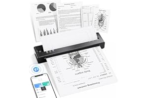 TATTMUSE Portable Printers Wireless for Travel, Inkless Printer for Phone & Laptop, Mobile Thermal Small Bluetooth Compact Dot Matrix Printer for Home Use, Support 8.5" X 11" US Letter & A4 Size