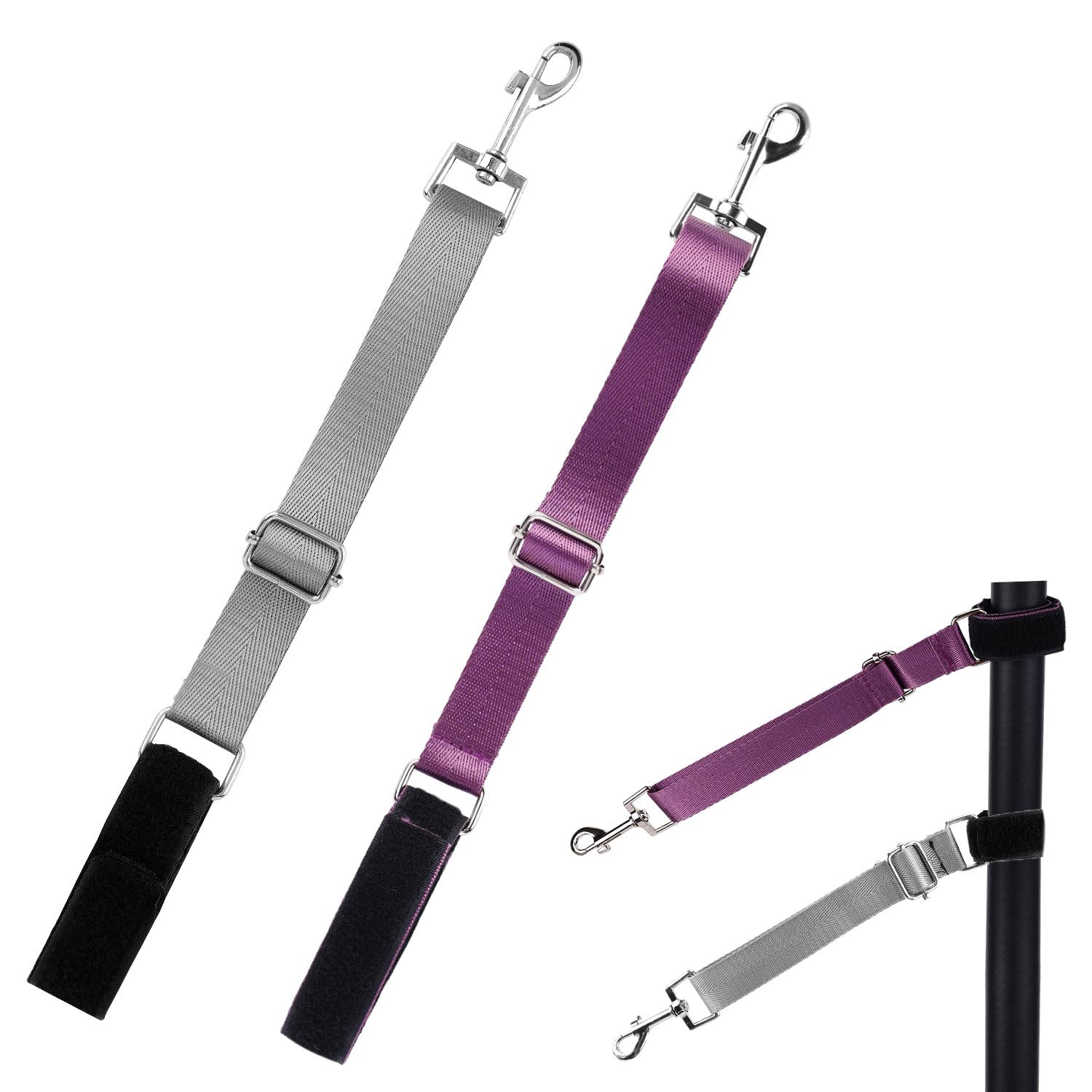 2pcs Dog Grooming Extender Straps, Adjustable Leash Dog Grooming Loop Arm Accessories Supplies for Pet Grooming Table (Gray, Purple)