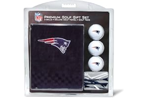 Team Golf NFL New England Patriots Gift Set: Embroidered Golf Towel, 3 Golf Balls, and 14 Golf Tees 2-3/4" Regulation, Tri-Fold Towel 16" x 22" & 100% Cotton