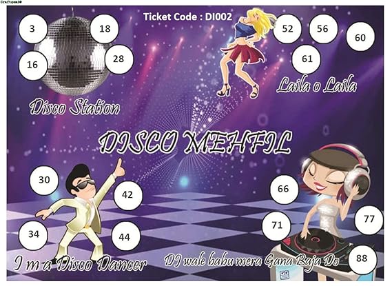 Craftgami - Disco Mehfil Theme Tambola Tickets - Housie Tickets (24 Tickets)