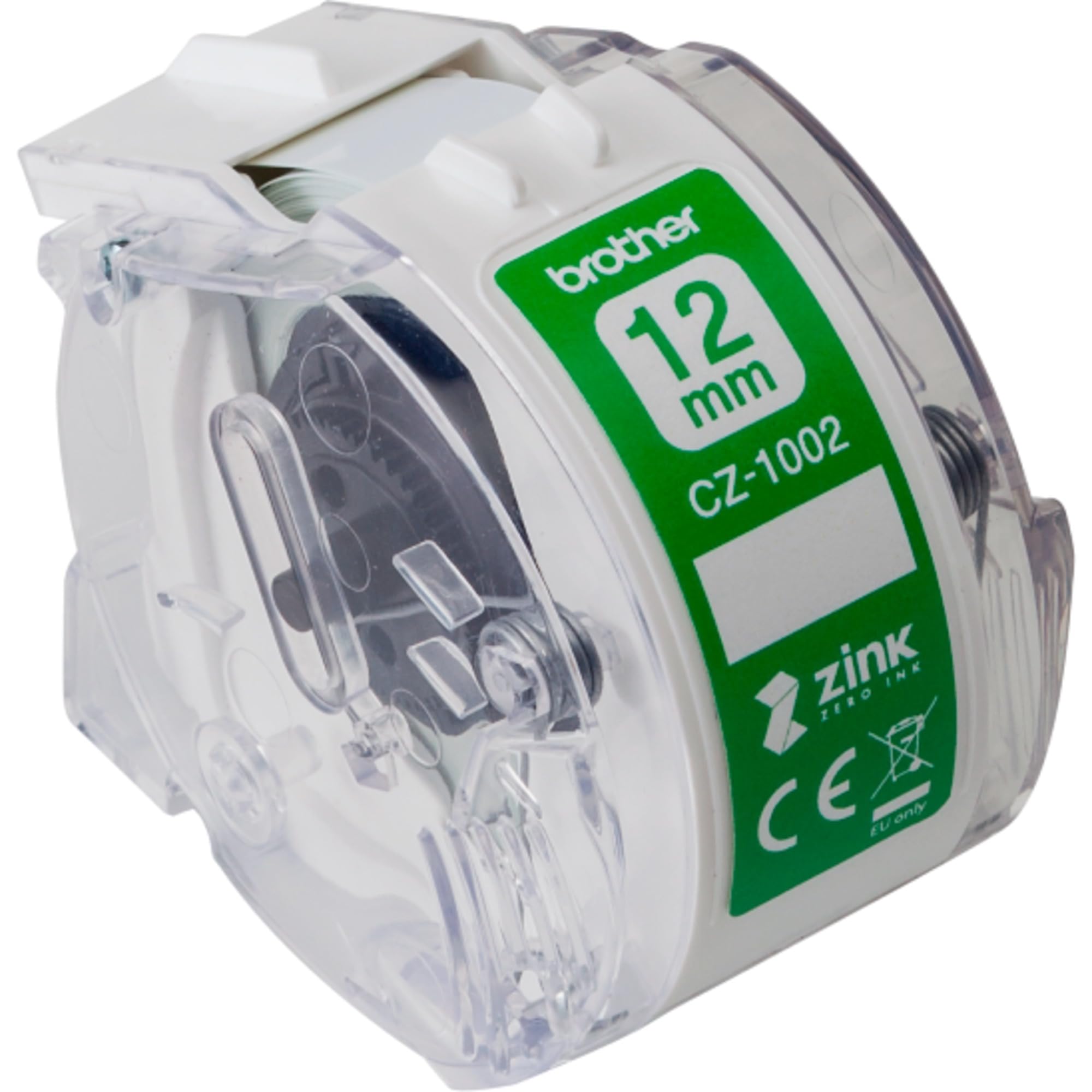 Brother CZ-1002 Zero-Ink Roll Cassette, Continuous Length, 12 mm (W) x 5 m (L), Brother Genuine Supplies, White