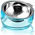 Felli Pet Oblik Slanted Dog Food Water Bowl Elevated Stainless Steel Oval Dish Ergonomic Angled Metal Feeder Spill Proof Non Slip, Raised Acrylic Cone for Bulldog Pug Small Medium (1.5Cup Sapphire)