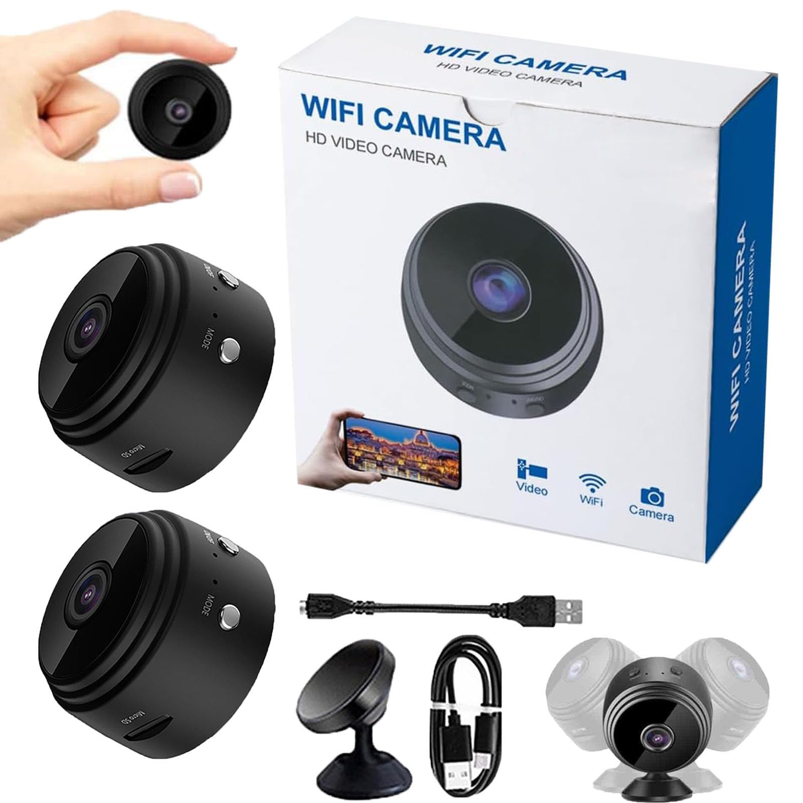 Photo 1 of ******SIMILAR***** 2026 New Magnetic Mini Security Camera 1080p Outdoor and Indoor Use Home Security Camera Night Vision Motion Detection (Black*2)