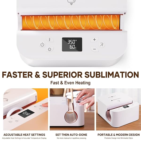 HTVRONT AUTO TUMBLER HEAT PRESS MACHINE – MUG HEAT PRESS HEAT UP FAST & EVEN, PROFESSIONAL TUMBLER PRESS HIGH-SECURITY FOR 2.9″-3.2″ SUBLIMATION TUMBLERS, CUPS, GLASSES AND MUGS, WHITE