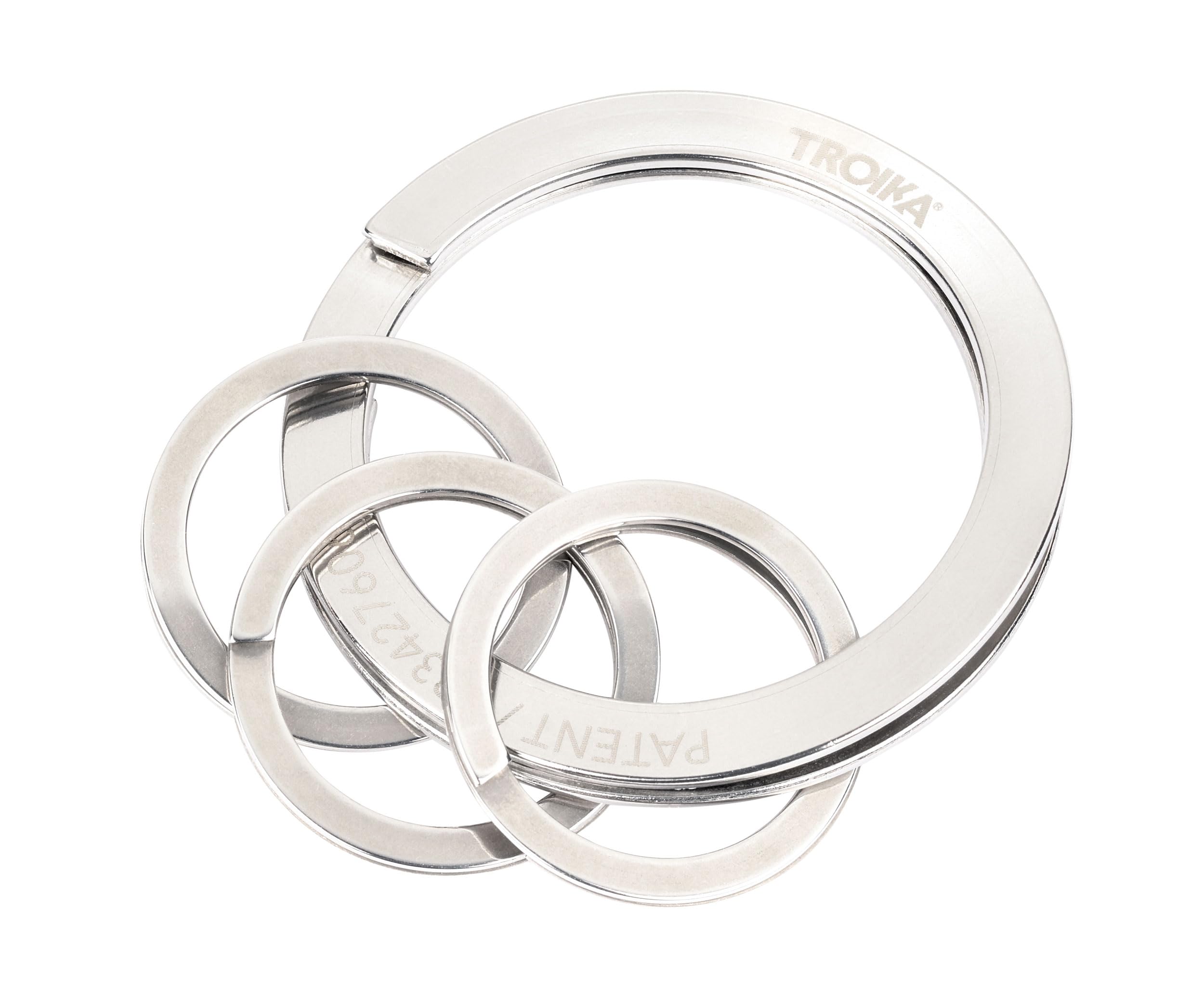 Key ring – NAIL GUARD – quick and easy attachment of keys thanks to patented opening mechanism – incl. 3 smaller rings – easy for fingernails – stainless steel – polished