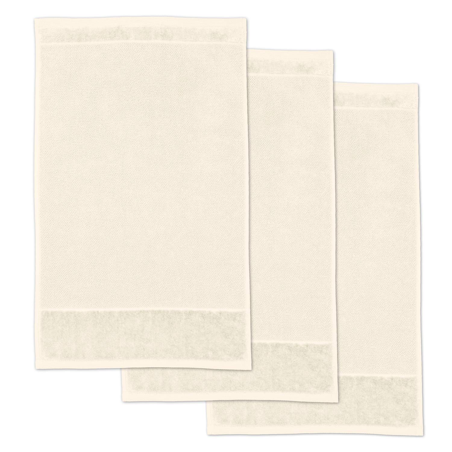 Möve Bamboo Luxe set of 3 guest towels 30 x 50 cm made of 60% cotton / 40% viscose from bamboo cellulose, ivory