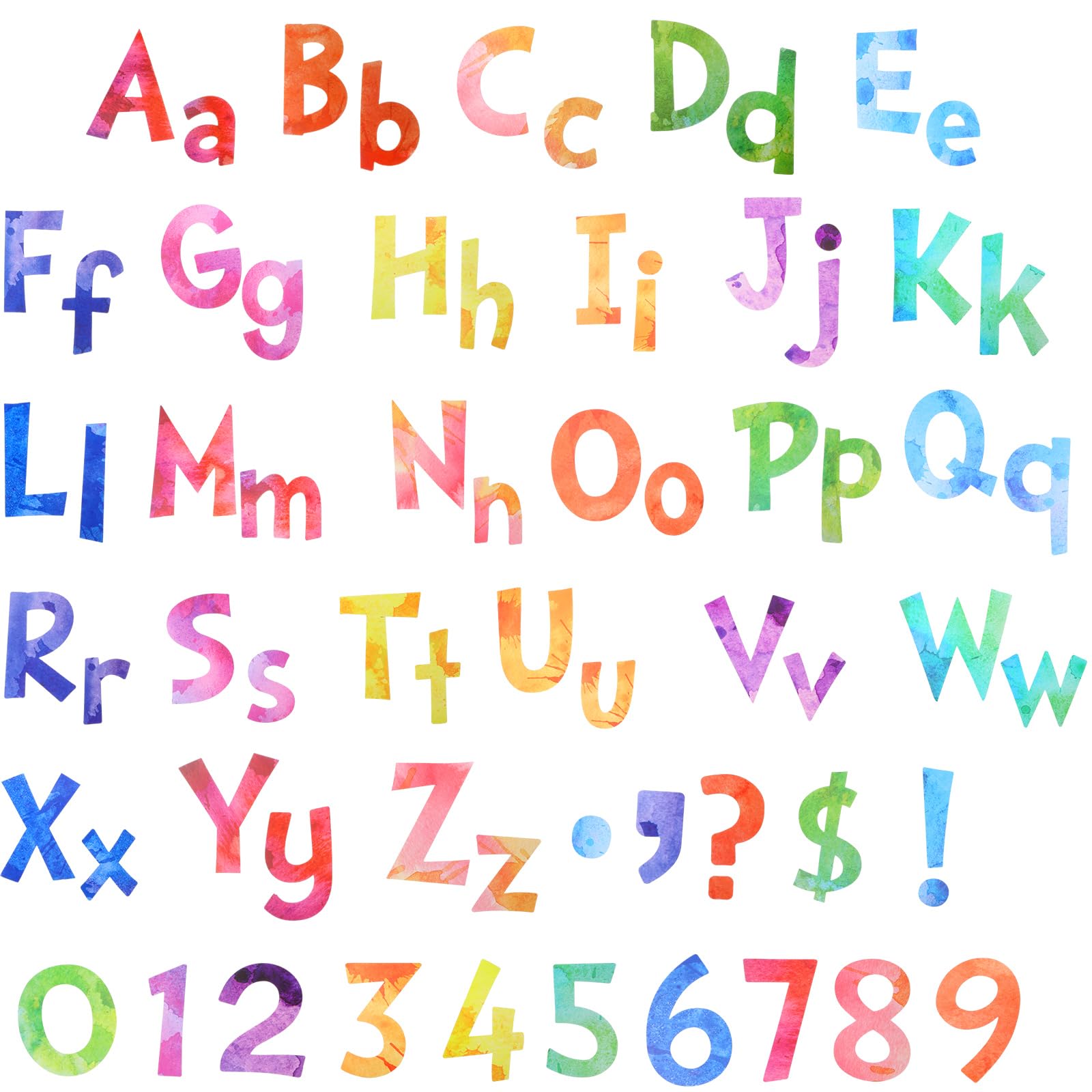 Photo 1 of Tenare 134 Pieces 5 Inch Bulletin Board Letters Alphabet Numbers Letters Combo Set Cutouts for Bulletin Board Display Home Back to School Decor(Watercolor Style)