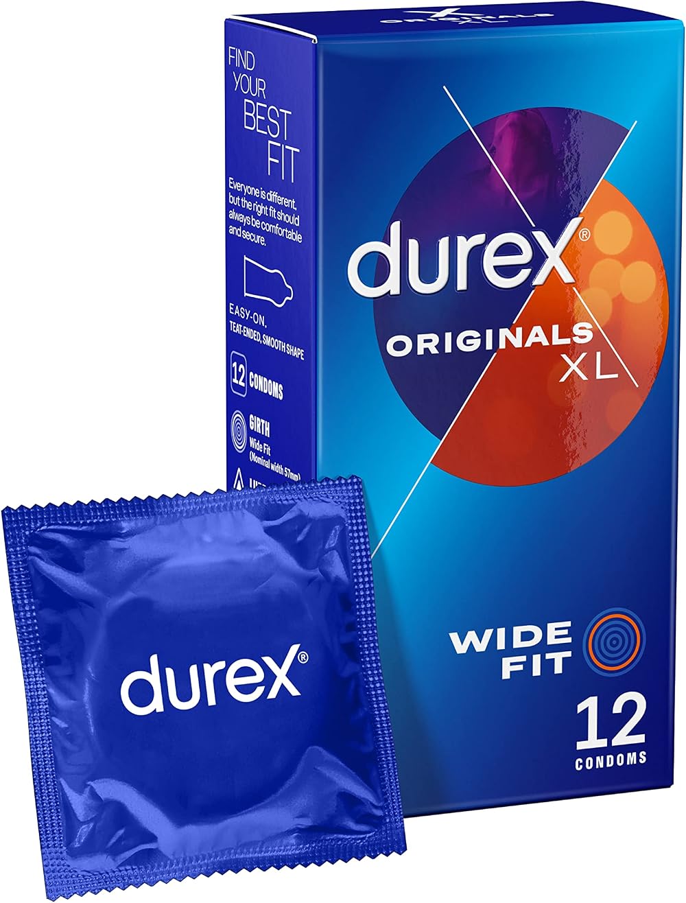 Durex Comfort XL Large Condoms for Men - Pack of 12 - Extra Comfort