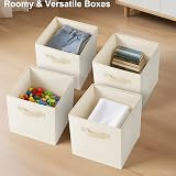 Amazing Tour 8 PCS Cube Storage Boxes 27x27x27 Foldable Fabric Beige view 8